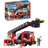 PLAYMOBIL | City Action | Feuerwehr‐Leiterfahrzeug | Einsatzfahrzeug mit 63‐cm‐Leiter, Licht & Sound, Rettungsausrüstung & viel Zubehör | Für Kinder ab 4 Jahren | 72192