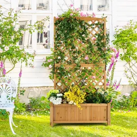 Costway Spalier mit Blumenkasten 60 x 30 cm Orange
