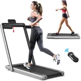 COSTWAY 2 in 1 Walking Pad & Laufband, App-kontrolliert, Bluetooth, LED Display, 1-12 km/h, bis 120kg belastbar, inkl. Handyhalterung, klappbar (Si... - Silber