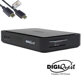 hts e-com DigiQuest Q99 4K UHD TiVuSat Receiver inkl. Karte + WiFi Stick – tivùsat zertifiziert (nicht aktiviert), HEVC HDR, PVR Ready, LAN, USB, HDMI-Kabel