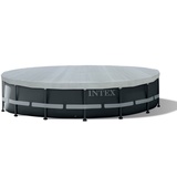 Intex Deluxe Pool Cover - Poolabdeckplane Deluxe - Ø 488 cm - Für Ultra Frame Pool, 28040, Grau