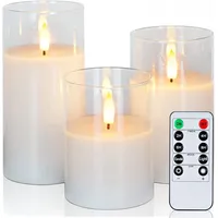 Flammenlose Led-kerzen, Klare, Flammenlose Glaskerzen Mit Timer Und Fernbedienung, Perfekte Stumpenkerzen Für Weihnachten Und Halloween