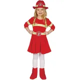 Schickes Feuerwehr Kostüm für Kinder Mädchen (92/104), Rot