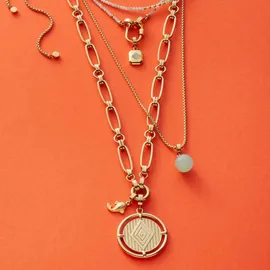 LEONARDO Charm-Kette "Halskette Mathilde Clip&Mix", (gelbgoldfarben), Halsketten, Damen, Edelstahl, L: 65 B: 8mm, B:8mm