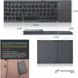 Aplic faltbare Mini Bluetooth Tastatur mit Touchpad - faltbares Keyboard im Super Slim Design