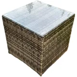 fimous Beistelltisch Outdoor Loungetisch mit Glas Quadratisch, 65x66x65 cm, Gartenmöbel, Gartentische, Gartentische
