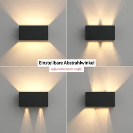 ledscom.de Wandleuchte CUBEL für außen, IP65, Up-/Downlight, schwarz matt, eckig, 2x G9 max. 10W