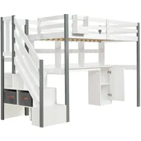 XDOVET Halbhohes Bett, Mit Stoff-Aufbewahrungsbox, Reichlich Stauraum, Mit seitlicher