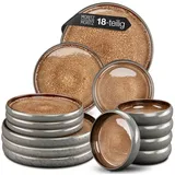 Moritz & Moritz Moritz & Tafelservice SOLID Steinzeug, für 6 Personen, Beige rund, 18-teilig