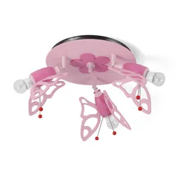 ELOBRA kids Kinderlampe Falter Holz Rosa 35 cm