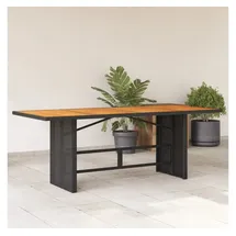 vidaXL Gartentisch mit Holzplatte Schwarz 190x80x75 cm Poly Rattan