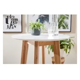 KADIMA DESIGN Bartisch, Eichenholz, runde Tischplatte, 50 kg Belastbarkeit.