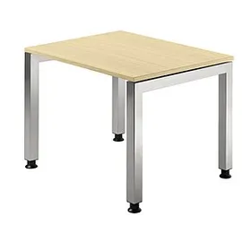 Hammerbacher JS08 höhenverstellbarer Schreibtisch ahorn rechteckig, 4-Fuß-Gestell silber 80,0 x 80,0 cm