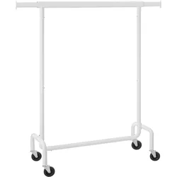 Kleiderständer auf Rollen 160 x (110-150) x 45cm, Garderobenständer, ausziehbare Kleiderstange, bis 130 kg belastbar, mattweiß