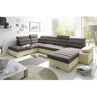 Fun Möbel Couchgarnitur PASCARA U-Form, mit Schlaffunktion-Creme Ottomane Rechts