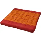 Wilai Kapok Thaikissen, Yogakissen, Massagekissen, Kopfkissen, Tantrakissen, Sitzkissen - rot/orange Muster (Sitzkissen 50x50x7-81019)