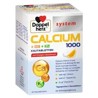 Doppelherz System Calcium 1000+D3+K2 Kautabletten 60 St.