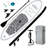 LuxusKollektion Inflatable SUP-Board SUP Board Aufblasbar 2 Personen Set Zubehör 10' MARMORSTRUKTUR SCHWARZ