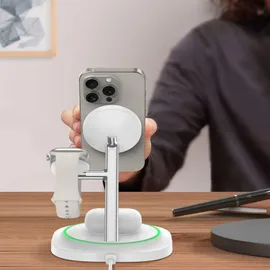TECH-PROTECT QI15W-A46 3in1 Magnetisches MagSafe Induktives Ladegerät Weiß