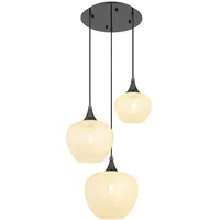 GLOBO Hängeleuchte 3-Flammig Pendelleuchte Kristalle Esszimmerlampe Glasschirme, Metall schwarz, LED 9W 810Lm warmweiß, DxH 49x120 cm