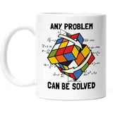 Hey!Print Any Problem Can Be Solved Zauberwürfel Tasse Rubik Cube Magic Würfel Retro Rubi Vintage Nerd