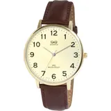 Q&Q Herren-Uhr Kunstleder Dornschließe rund Analog Quarz QZ00J103Y
