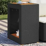 vidaXL Garten-Beistelltisch mit Holzplatte Schwarz Poly Rattan