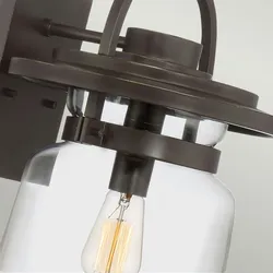 Licht-Erlebnisse Wandleuchte OAKHAM Bronze dunkel Transparent Aluminium Glas LE117743