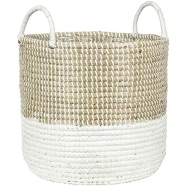 Scheurich Seagrass 27, Korbgefäß/Korb-Pflanzgefäß/Korbtopf mit Griffen aus Seegras Farbe: Nature White, 27 cm Durchmesser, 23,5 cm hoch, 13,1 l Vol.