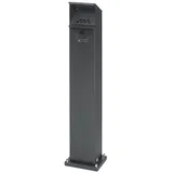 Proregal Robuster Ascher Standsäule mit Schloss und Bodenplatte | 2 Liter, HxBxT 115x18x15cm | Verzinkter Stahl | Grau | Ascher Aschenbecher