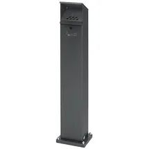 Proregal Robuster Ascher Standsäule mit Schloss und Bodenplatte | 2 Liter, HxBxT 115x18x15cm | Verzinkter Stahl | Grau | Ascher Aschenbecher