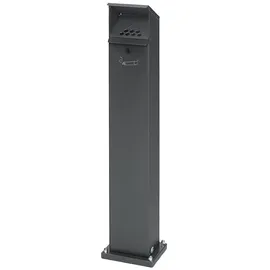 Proregal Robuster Ascher Standsäule mit Schloss und Bodenplatte | 2 Liter, HxBxT 115x18x15cm | Verzinkter Stahl | Grau | Ascher Aschenbecher