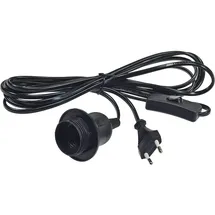 ChiliTec 22241 Netzkabel mit Schalter Schnurschalter Lampenaufhängung Montagering für Steh- + 2m lang, schwarz