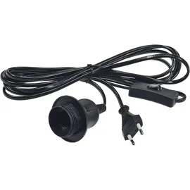 ChiliTec 22241 Netzkabel mit Schalter Schnurschalter Lampenaufhängung Montagering für Steh- + 2m lang, schwarz