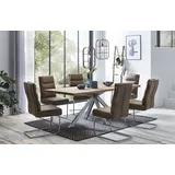 Esstisch HOME AFFAIRE "Tristan natur", beige (natur, silber, natur), B:220cm H:77cm T:100cm, Tische, Esstisch, mit echter Baumkante