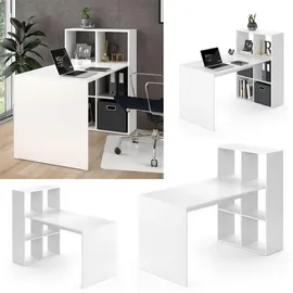Vicco Schreibtisch Weiß, Computertisch mit Ablage Regal Raumteiler Bürotisch