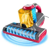 Clean Maxx CLEANmaxx Milbensauger Rotation Power mit UV-C-Licht & HEPA-Filter für Allergiker | Handstaubsauger für Matratzen | Ultraschall & Wärme | vernichtet 99% Aller Milben, Bakterien [anthrazit-rot]