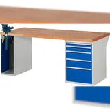 PROREGAL Werkbank Serie 7000 - Modell 7511 | HxBxT 84x200x90cm | 5x Schublade + 1x Schrank | Schubladenmaße 1x60 + 1x90 + 2x150 + 1x270mm