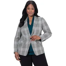 Ulla Popken Blazer Karo-Design Blau/Grün 52