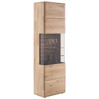 Lomadox Vitrine GALWAY-05 Vitrinenschrank, Eiche massiv geölt, aufgebaut braun