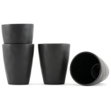 Hanseküche Espressotassen Set aus Steingut – Hochwertiges 4er Set, handgefertigt & dickwandig, Steingut Espresso Tassen mit Unterassen (Schwarz, 120 ml)