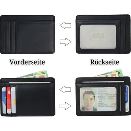 Frentree Frentree® Kartenetui aus Leder, Mini Geldbörse mit RFID Schutz und Sichtfenster für EC Karten und Geldscheine, schlanker Geldbeutel