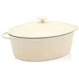 Krüger »Eisenguss Gansbräter mit Deckel SAVANNA, 34 x 27 x 12,5 cm«, Gusseisen, (1 tlg.), für Induktions-Kochfelder geeignet beige