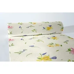 Airlaid Tischläufer Laura, 40 cm x 24 m , 1 Stück - Mank - Frühling Blumen Floral