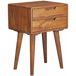 Kadima Design Massivholz Nachtkästchen im Landhaus-Stil, Sheesham, 2 Schubladen. 47x36x66 cm