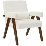 ToteBox Cocktailsessel Modern Cocktailsessel Holz Lambswool für Wohnzimmer Schlafzimmer beige