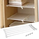 Ausla Teleskop-Garderobensystem Regal, Teleskopregal Regaltrenner, Verstellbares DIY Regaltrenner für den Kleiderschrank Teleskopregal für Küche Schlafzimmer Badezimmer (Länge:73,2~128 cm)