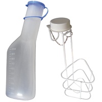 Tiga-Med Urinflaschen-Set: 1x Urinflasche 1Ltr. für Männer + 1x Urinflaschen Halter Urinflaschenhalter mit Deckel 1 Stück (=1Set) Original Qualität!