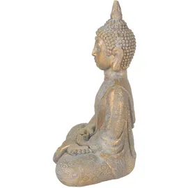 ECD Germany Buddha Figur Sitzend 50cm hoch, aus wetterfestem Polyresin Bronze, Feng Shui, Statue als Dekoration Skulpturen & Garten Gartenfigur