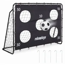 Relaxdays Fußballtor Schwarz 153 x 217 x 75 cm